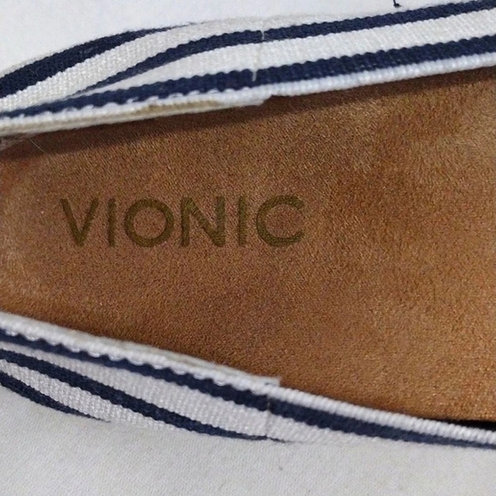 Vionic Navy and White Striped Flats - Picture 2 of 8